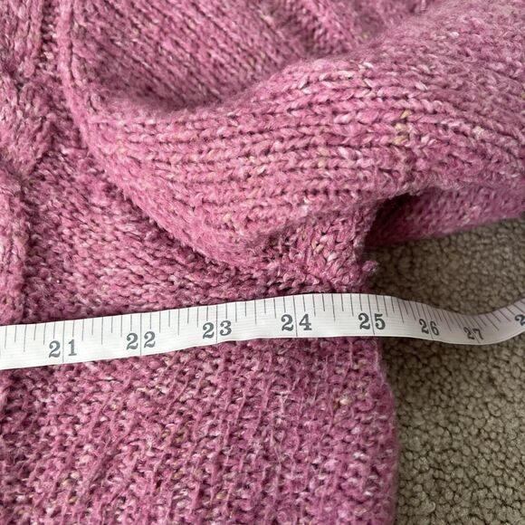 LL Bean Fisherman Cardigan Womens 3X Chunky Cable Knit Pink Wool Blend Cozy - Picture 5 of 8